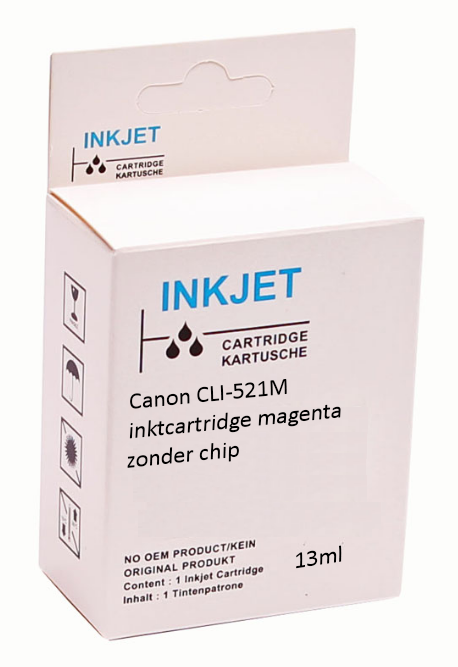 Huismerk Canon CLI-521M inktcartridge magenta zonder chip