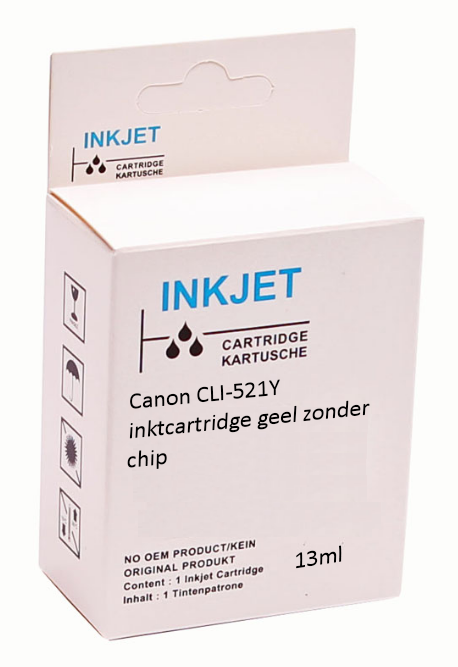 Huismerk Canon CLI-521Y inktcartridge geel zonder chip