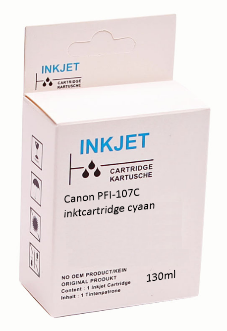Huismerk Canon PFI-107C inktcartridge cyaan